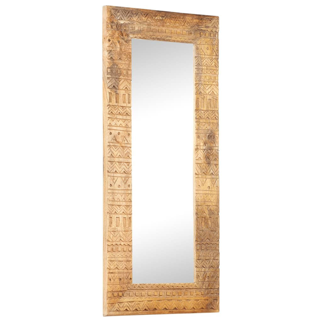 HANDGESCHNITZTER Spiegel 110x50x2,5 cm Massivholz Mango - Braun, Holz (50/1/110cm) - furnicato