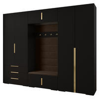 GARDEROBEN-SET 236,7/300/47 - Goldfarben/Schwarz, Holz/Kunststoff (300/236.7/47cm) - Abiks Möbel