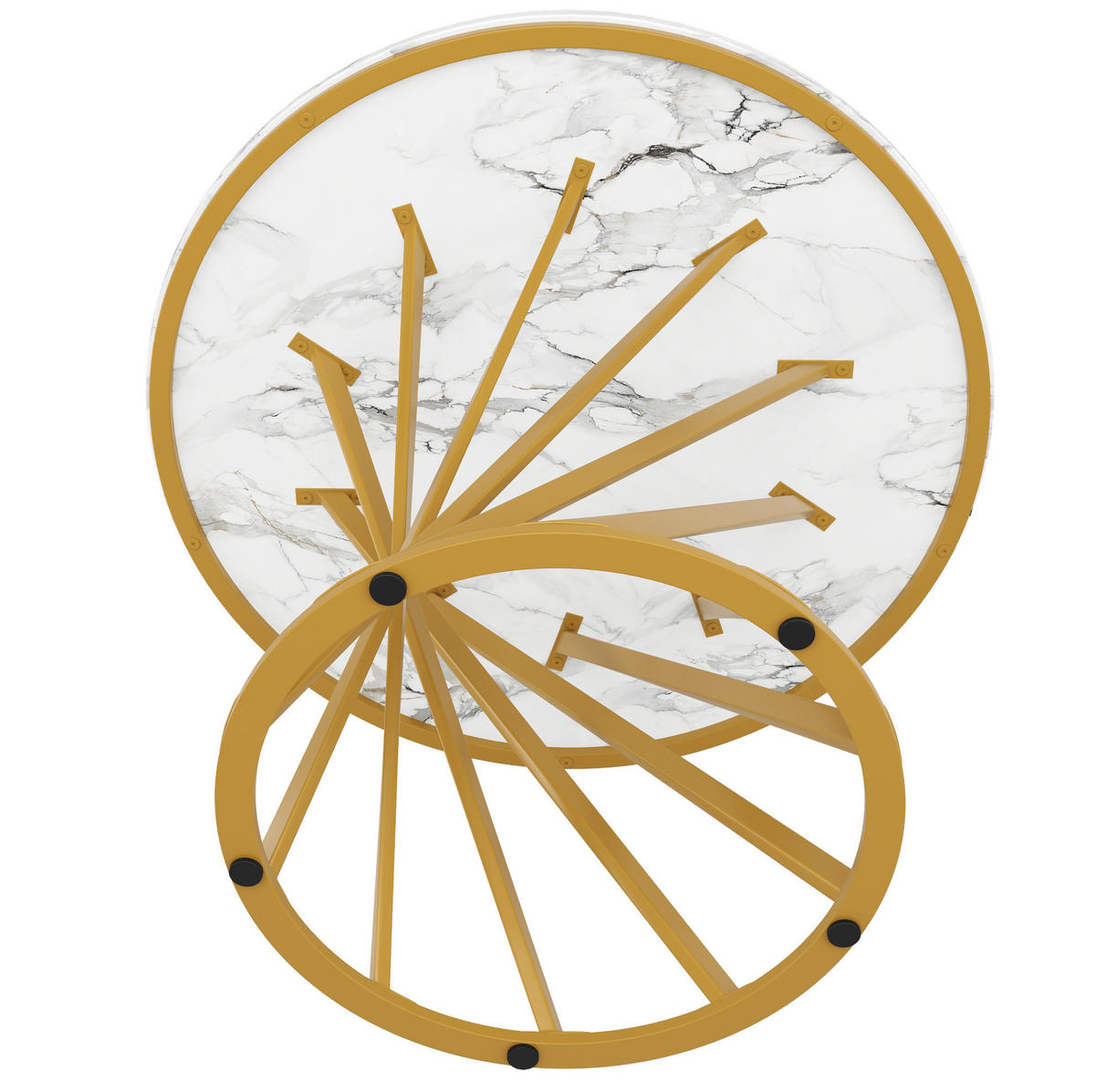 ESSTISCH 80/76/80 cm Weiß aus MDF und Metall mit verstellbaren Füßen - Goldfarben, Holzwerkstoff (80/80/76cm) - OKMYHOME