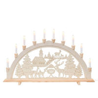 SCHWIBBOGEN Waldkirche und Rehe 10-flammig - Multicolor, Holz (0.1/1/0.1cm) - Dekoteam24