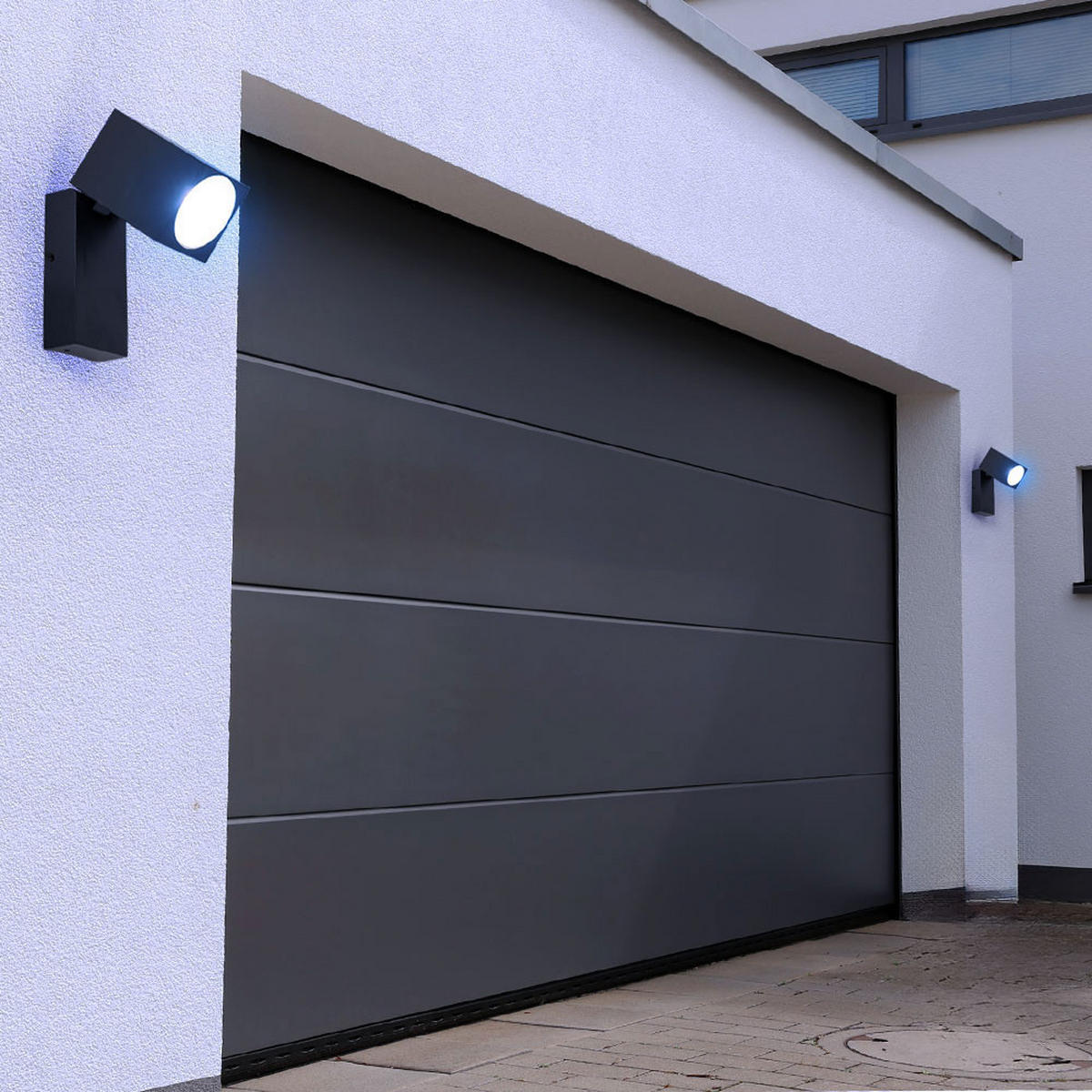 LED AUSSEN-WANDLEUCHTE Alu Schwarz 2er Set - Schwarz, Metall (10/6.6/9.2cm)