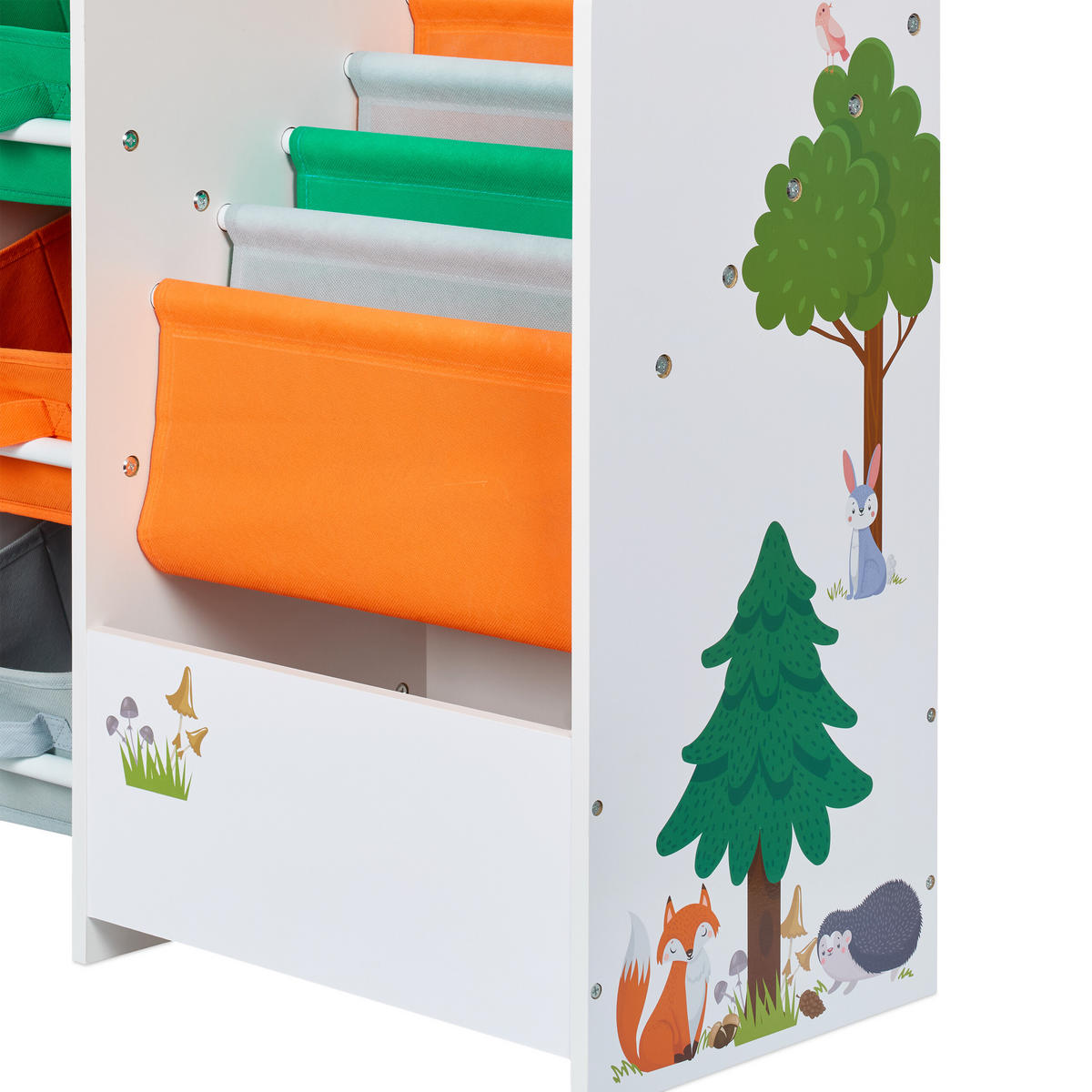 KINDERREGAL - Multicolor, Holzwerkstoff/Textil (64/64/30cm) - Relaxdays