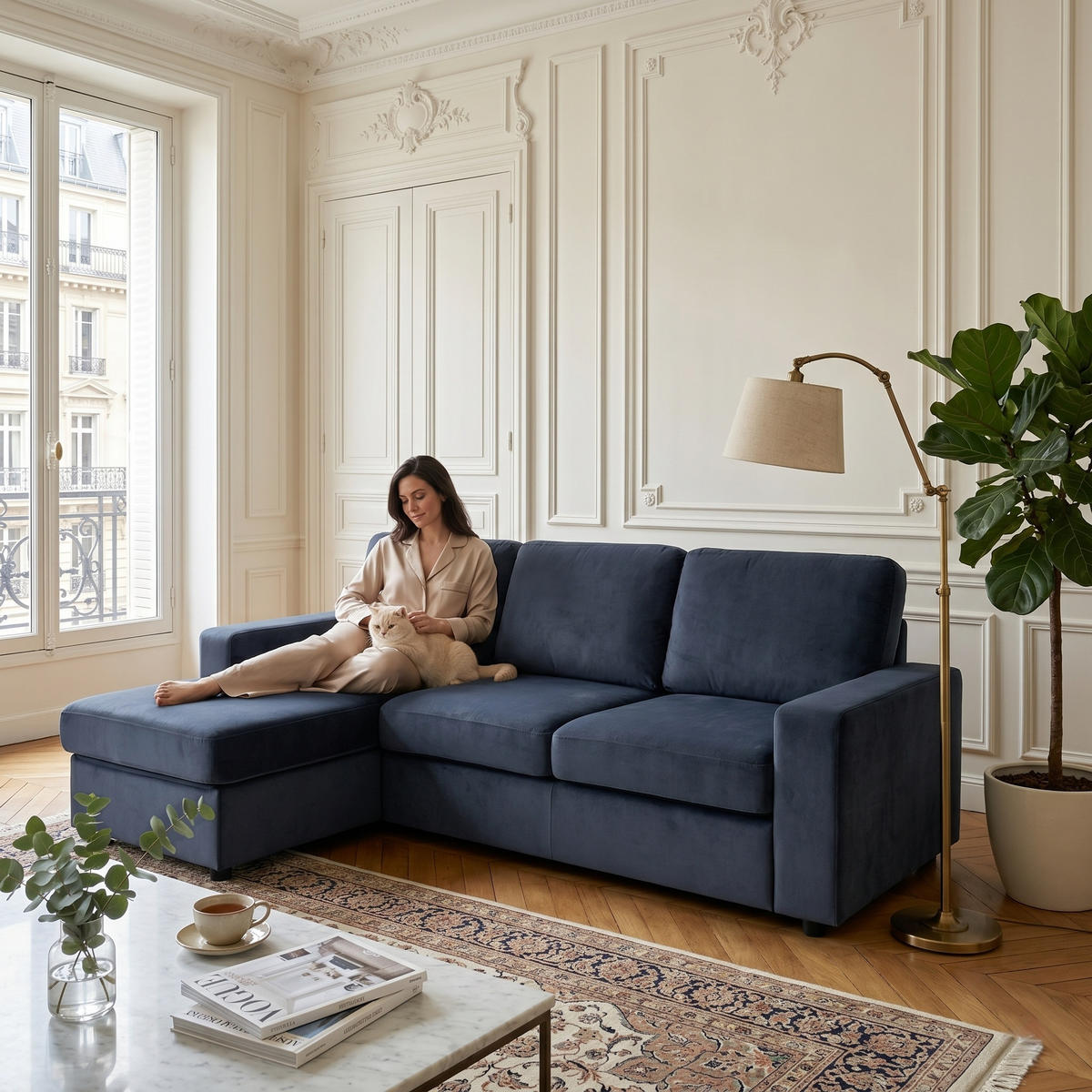 ECKSOFA Polyester Dunkelgrau mit Ottomane und Stauraum - Dunkelgrau, Holzwerkstoff/Textil (245.5/150.5cm) - WISHDOR