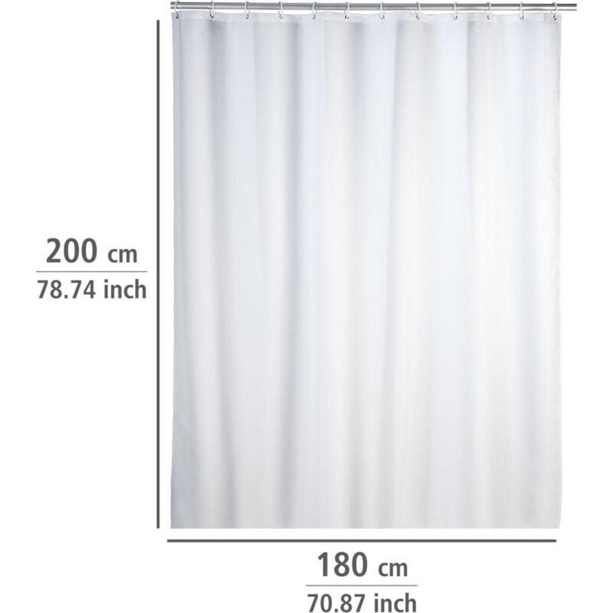 DUSCHVORHANG Weiß Polyester schimmelresistent antibakteriell beschwerte Basis maschinenwaschbar mit Schlaufen - Weiß, Textil (180/180cm) - MCBOSON