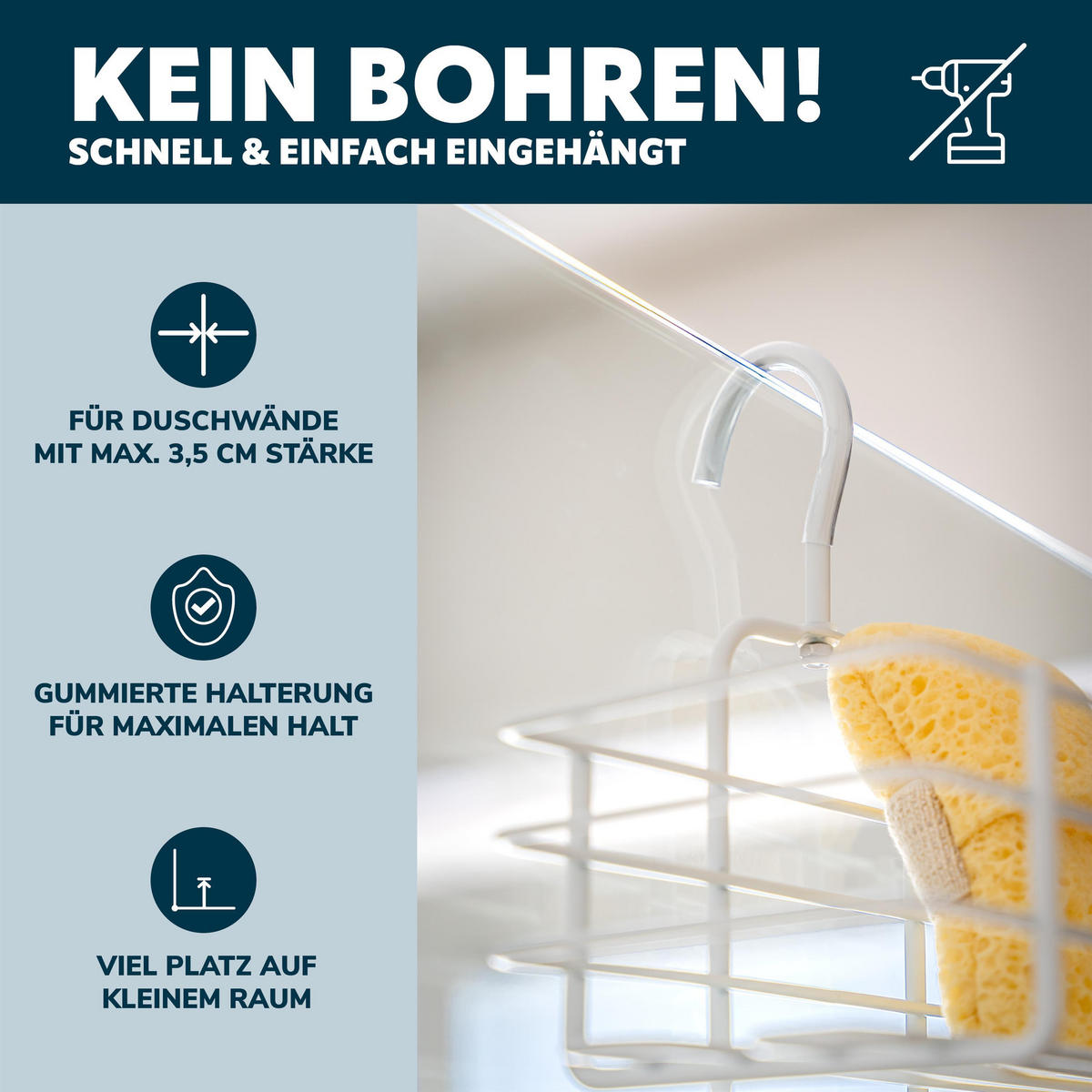 DUSCHREGAL, weiß - Weiß, Metall (23/42/12cm) - bremermann