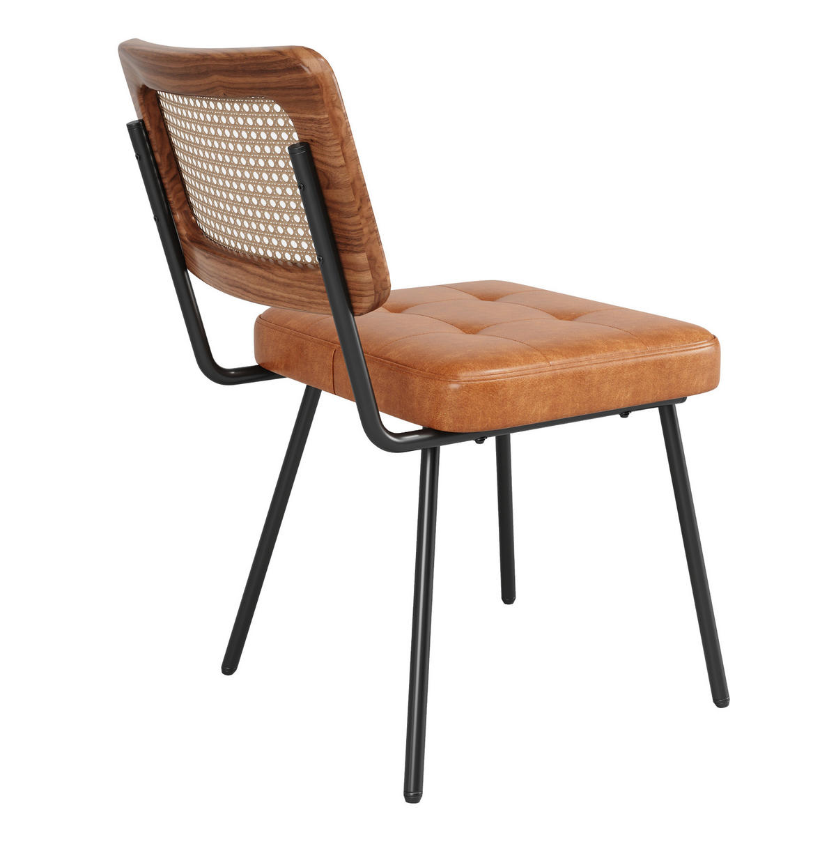 ESSZIMMERSTUHL mit PE-Rattan-Rückenlehne 61 x 46 x 79 cm Braun - Braun, Metall (44/79/46.2cm) - Meubliv