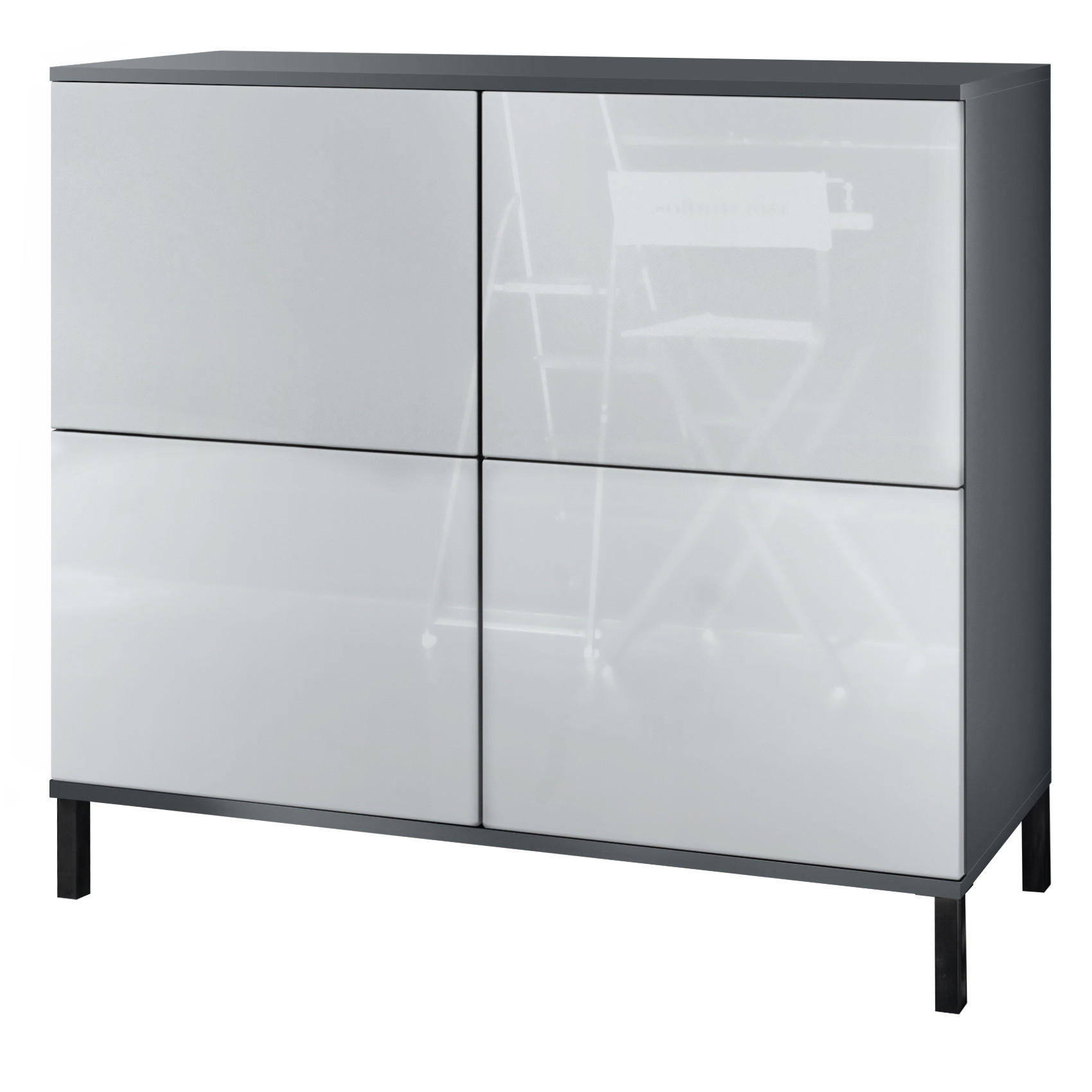 Vladon Kommode Weiß Hochglanz 92.5x83.5x35 cm