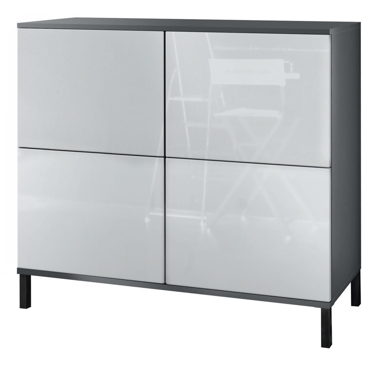 KOMMODE Rova Weiß Hochglanz - Weiß Hochglanz, Holzwerkstoff (92.5/83.5/35cm) - Vladon