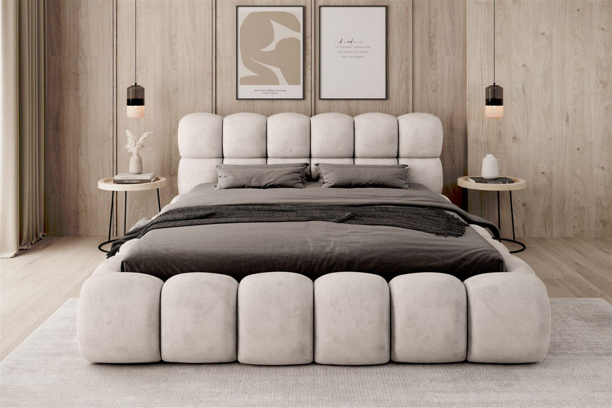 POLSTERBETT Aurelia - Creme, Holzwerkstoff/Textil (160/200cm) - Fun Möbel