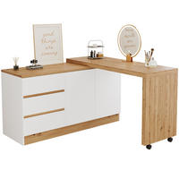SCHREIBTISCH Klappbar mit Rollen Drehbar Weiß Eiche Modern - Multicolor, Holzwerkstoff (50/120/78cm) - FLIEKS