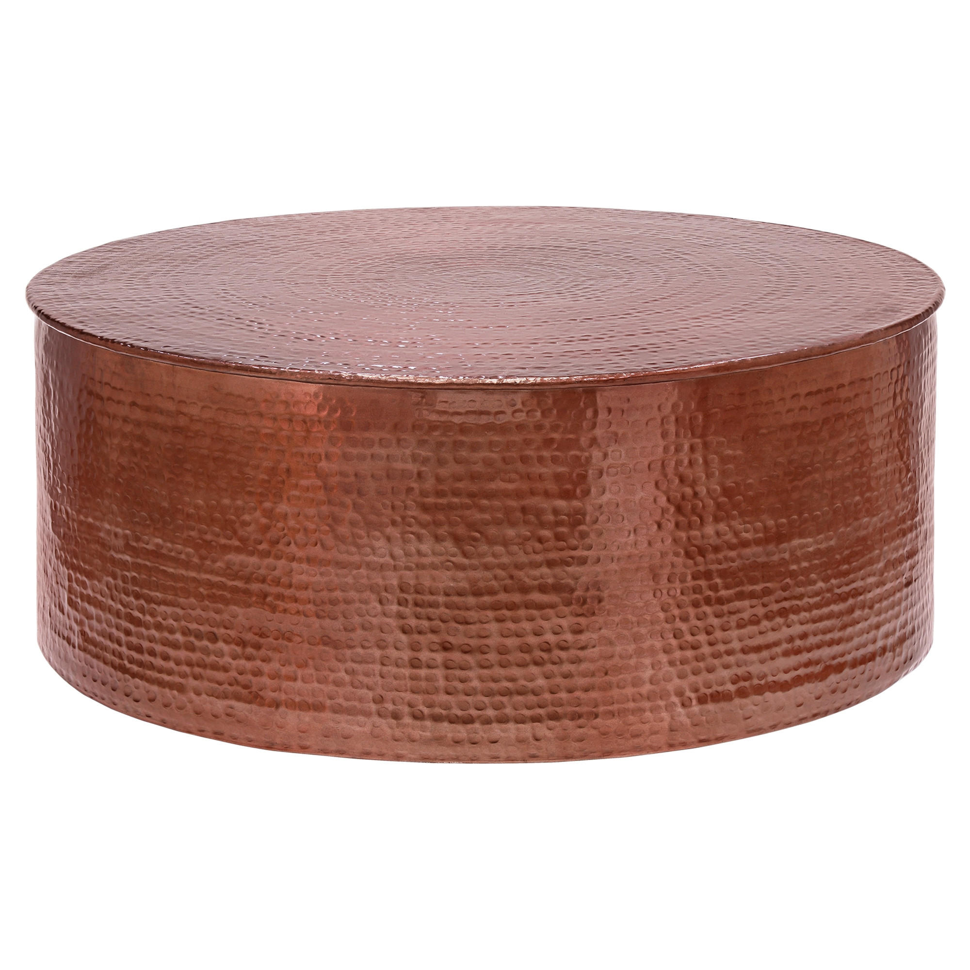 COUCHTISCH rund Ø90x37 cm Kupfer aus Aluminium Hammerschlag Design - Bronzefarben, Metall (90/90/37cm) - WOMO-DESIGN