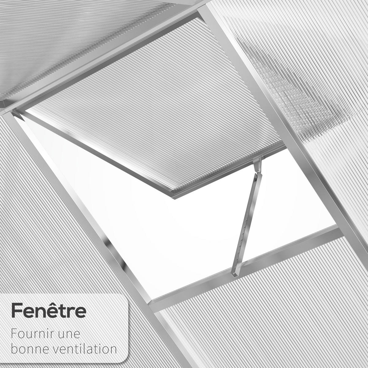 GEWÄCHSHAUS DE-11902 Aluminium Polycarbonat mit Dachluke Silber - Transparent, Metall (190/195/242cm) - ComfortXL