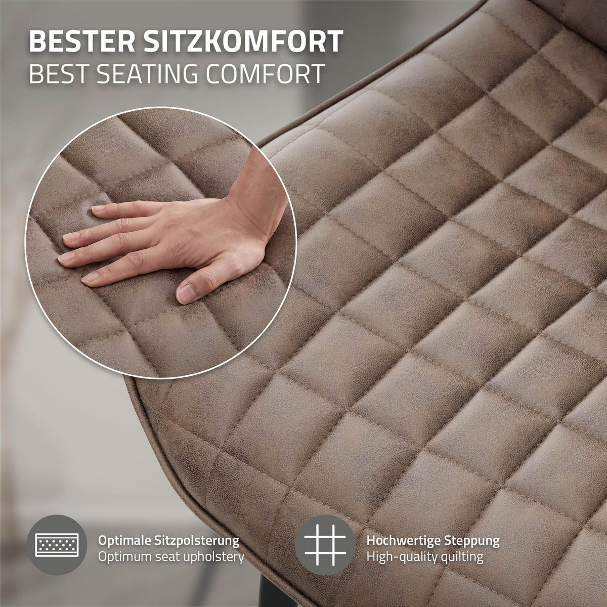 ESSZIMMERSTÜHLE 6ER-SET Braun Kunstleder - Dunkelbraun/Schwarz, Metall (52/89/60cm) - ML-DESIGN