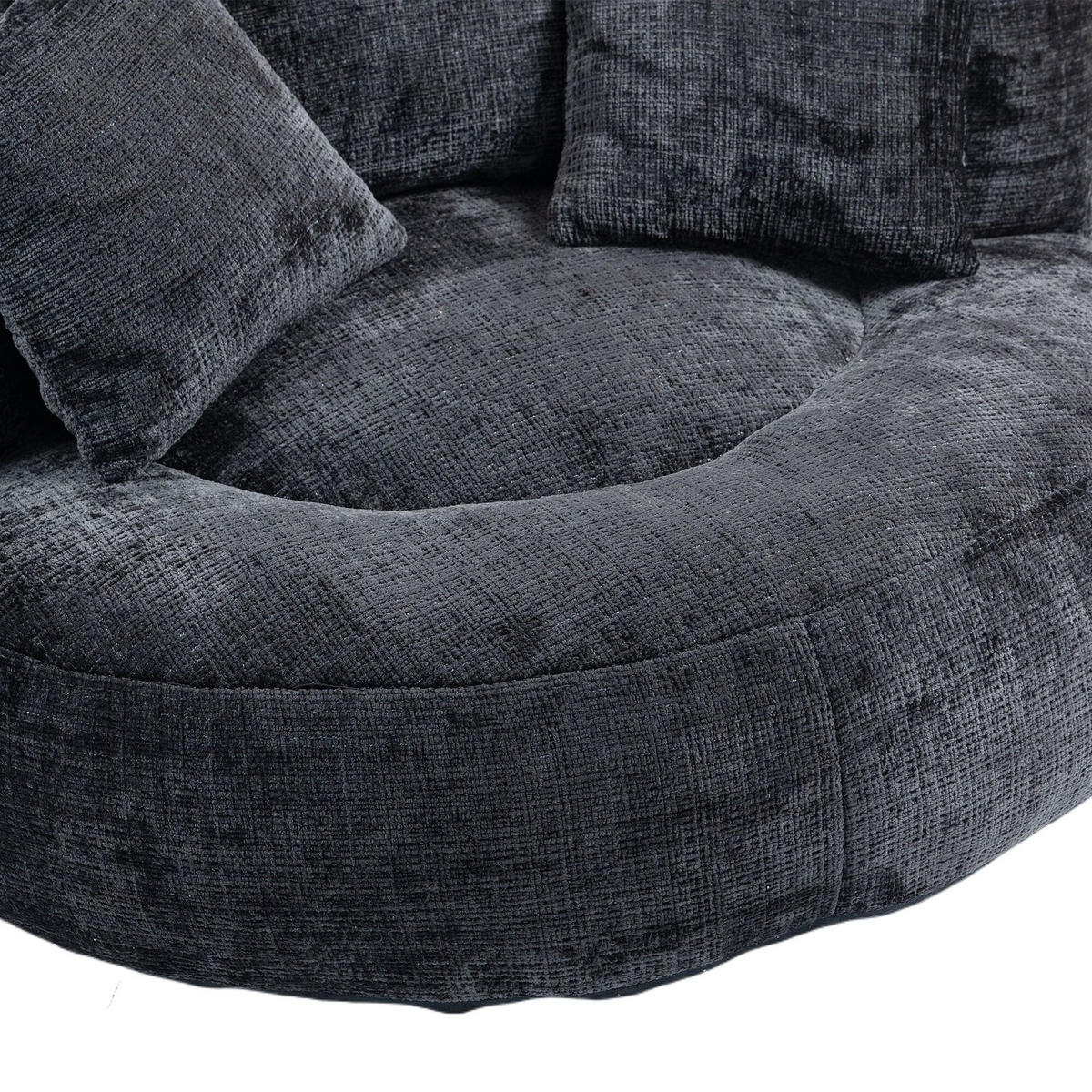 SITZSACK Chenille, Sofa mit 3 extra Kopfkissen,Chenille,Schwarz - Schwarz, Textil (108/52/108cm) - LVHOM