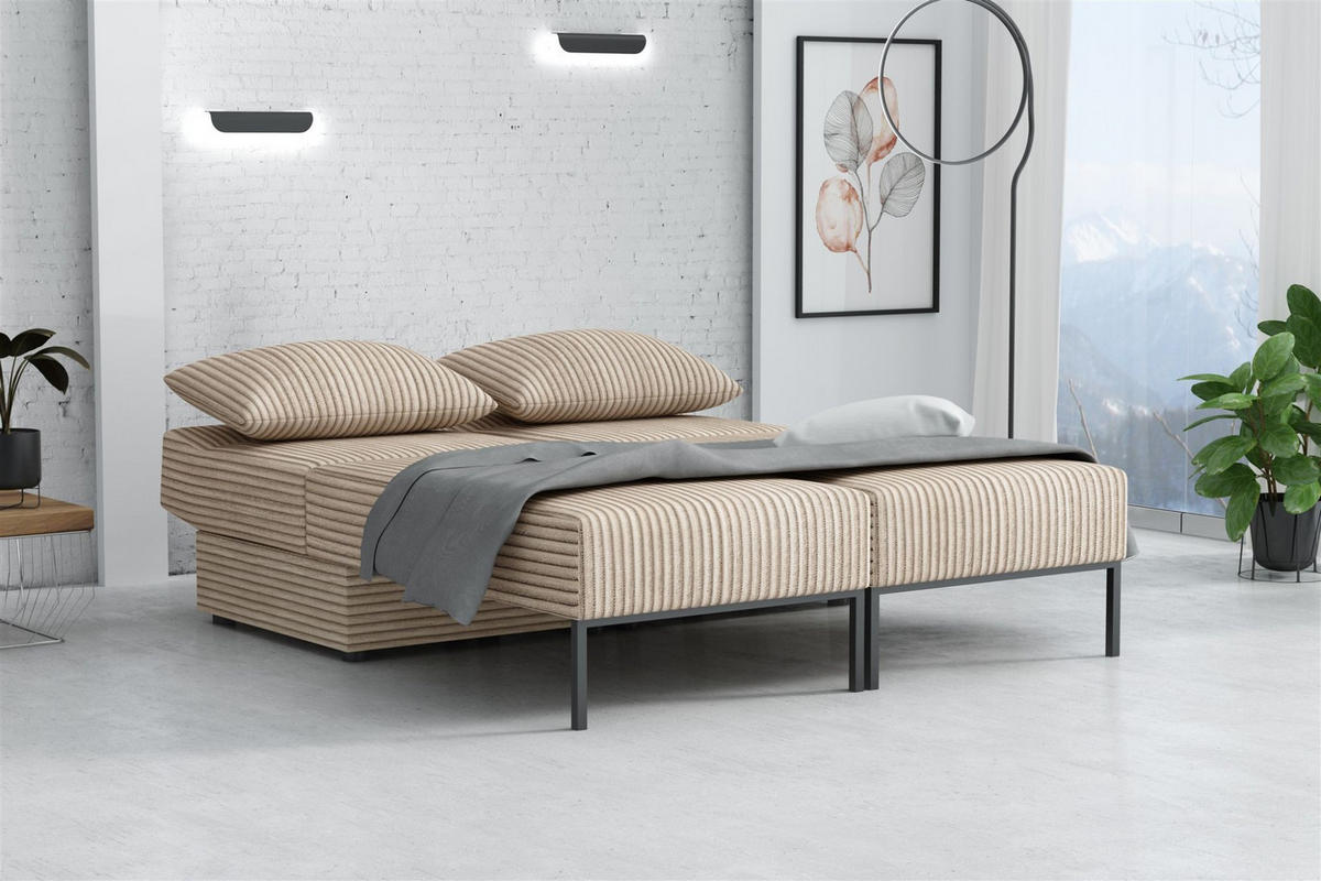 SCHLAFSOFA Gorka - Creme, Holzwerkstoff/Textil (240/87/103cm) - Fun Möbel