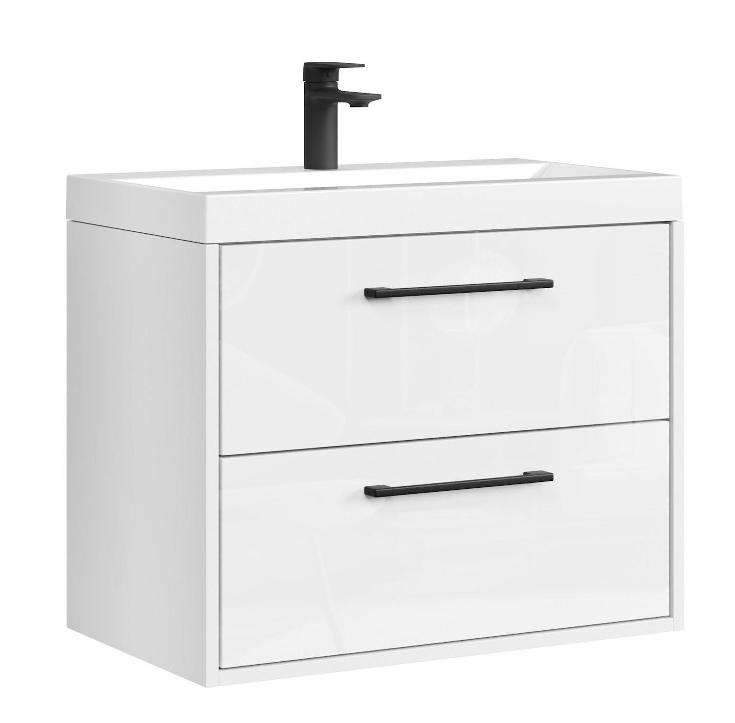 BADMÖBEL-SET Florence 2 Teile Weiß Hochglanz - 60 x 35 x 51 cm - Weiß, Holz (60/51/35cm) - Badplaats