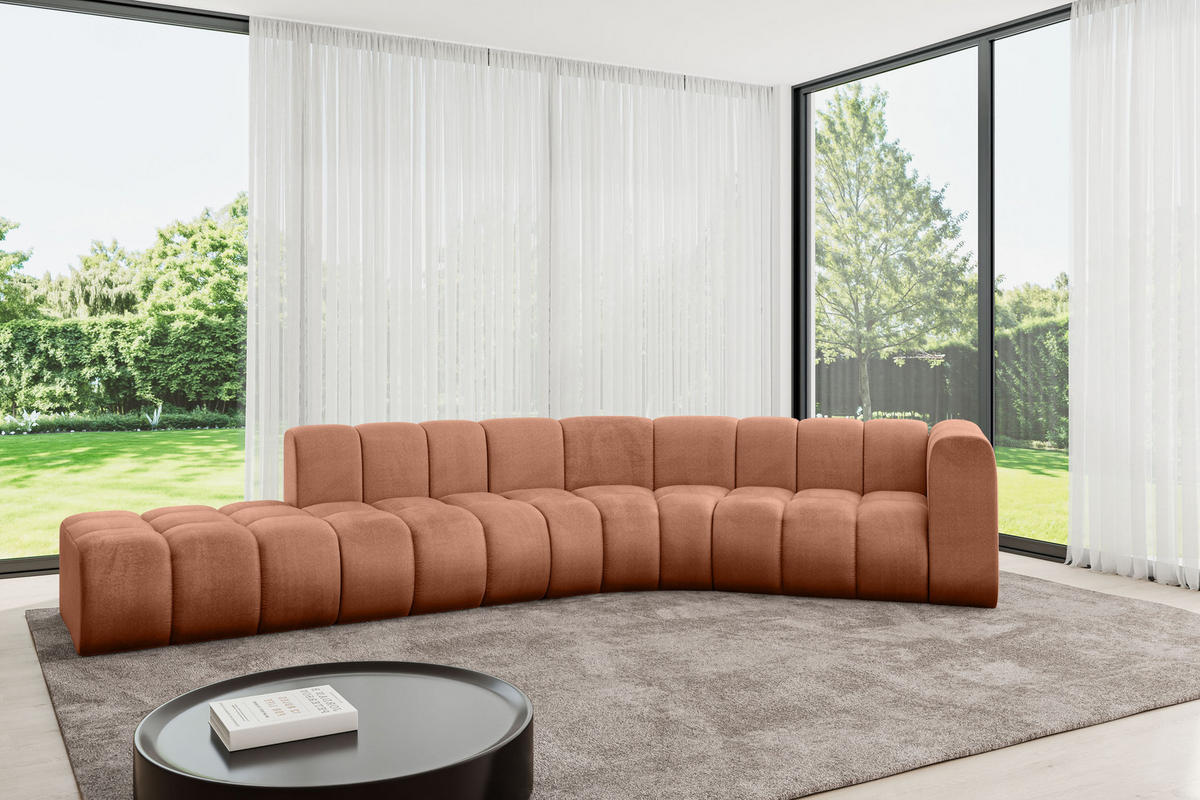 ECKSOFA modulares Sofa Tilmo-L1 - 399x194x70 cm Apricot - Koralle, Holzwerkstoff/Textil (399/194cm) - ALTDECOR