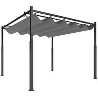 PERGOLA ca. 3x3 m Freistehend Terrassenüberdachung mit Schiebedach, magnetisch - Grau, Textil/Metall (298/230/298cm) - Outsunny