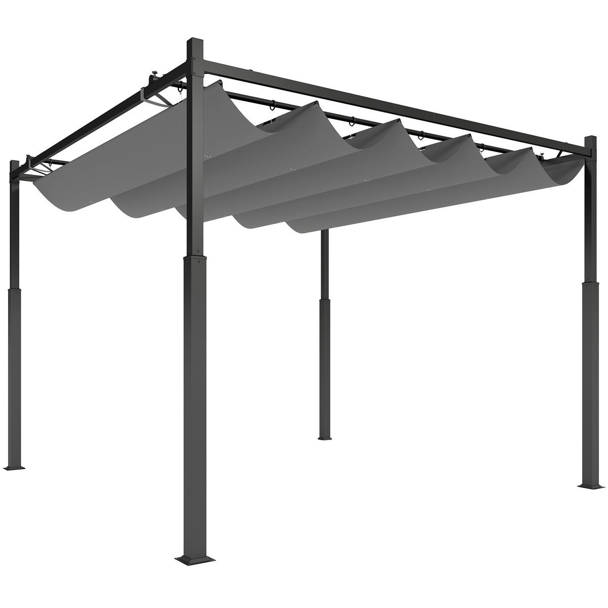 PERGOLA ca. 3x3 m Freistehend Terrassenüberdachung mit Schiebedach, magnetisch - Grau, Textil/Metall (298/230/298cm) - Outsunny
