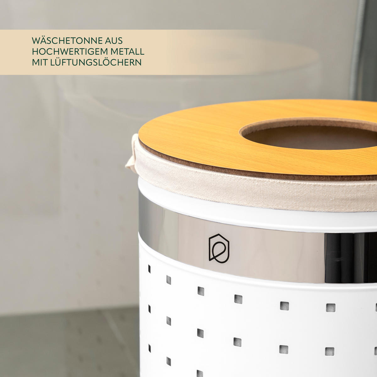 WÄSCHETONNE 50 Liter, weiß - Weiß, Metall (35.5/57.5/35.5cm) - eluno