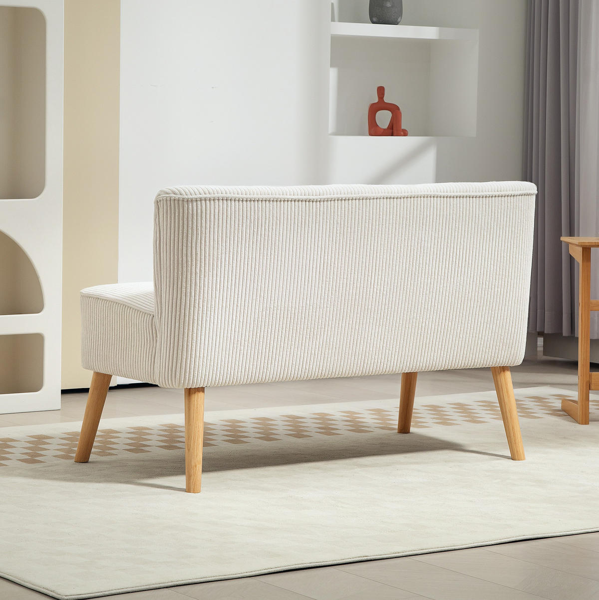 2-SITZER 117/56.5/77 cm Cremeweiß aus Holz mit Polsterung - Creme, Holz (56.5/77/117cm) - OKMYHOME