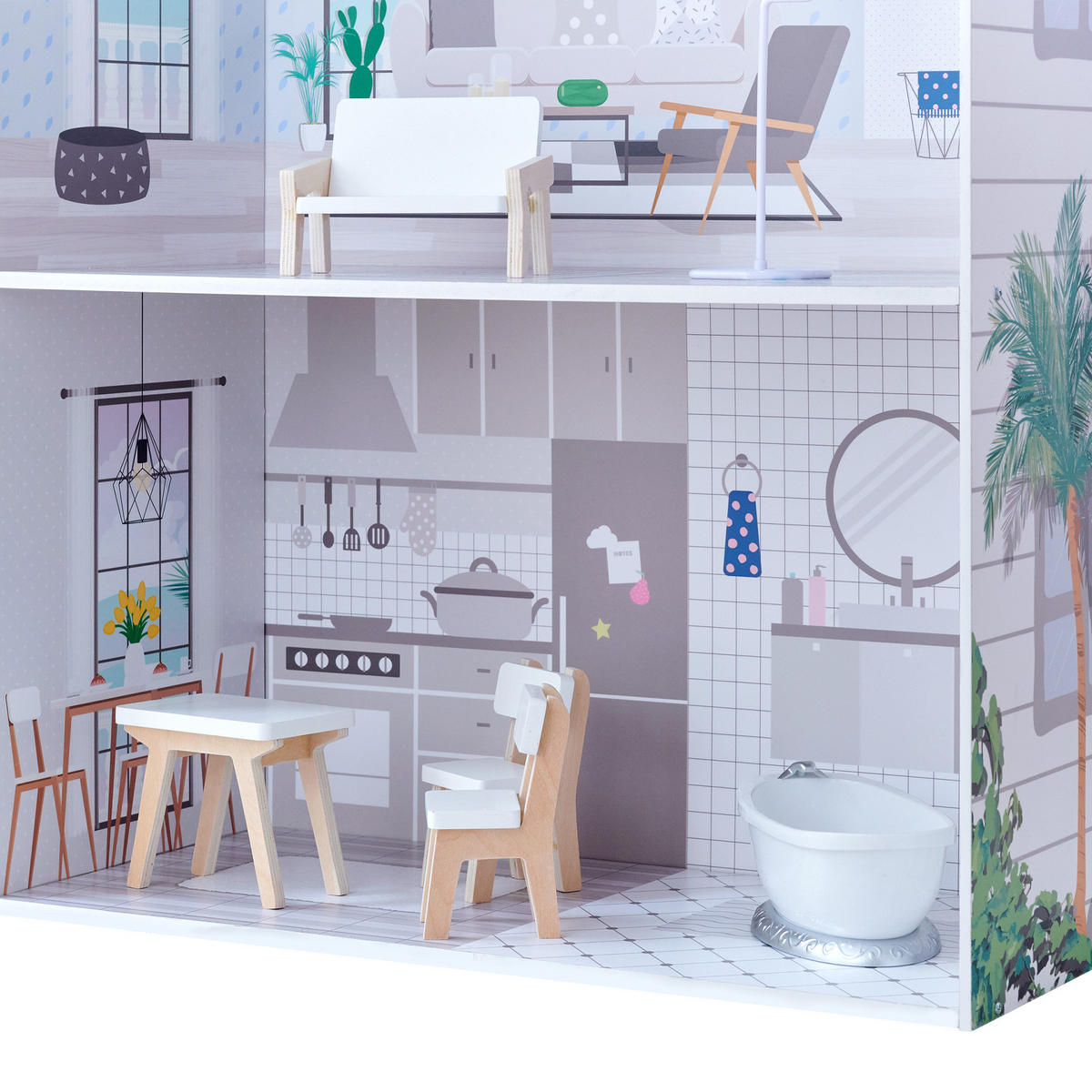 PUPPENHAUS Deluxe aus Holz, Grau, 132cm - Grau, Holzwerkstoff (30/132/61cm) - Teamson Kids
