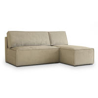 ECKSOFA BRISO M Creme Velours-Stoff mit Schlaffunktion - Creme, Holz (200/140cm) - MASSENO