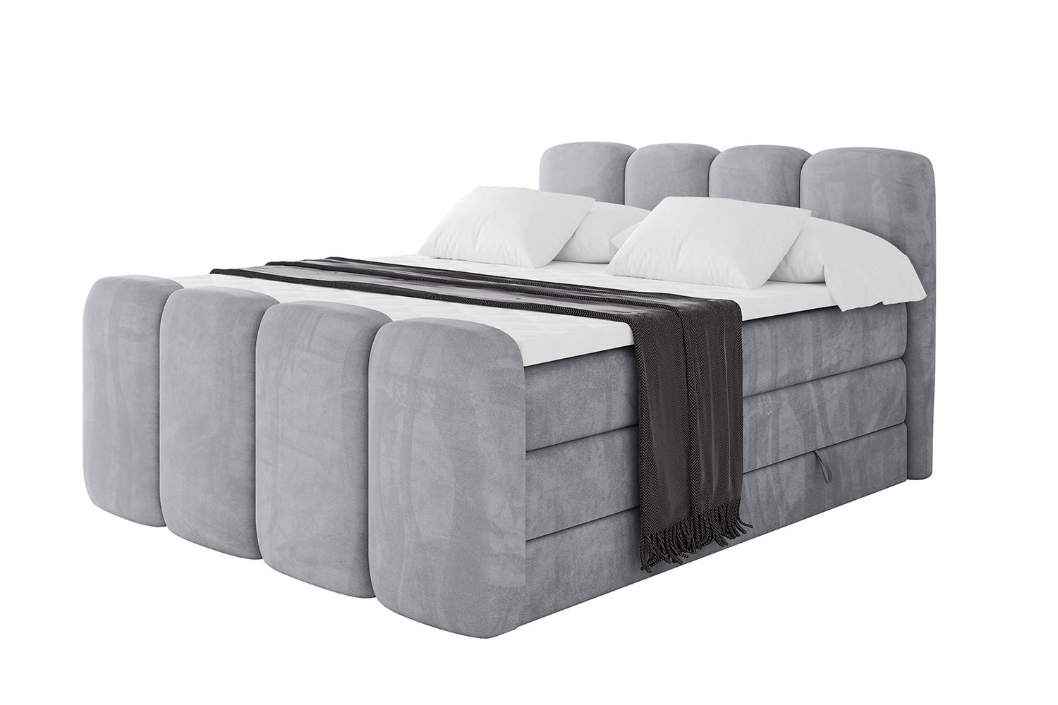 BOXBETT mit Matratze H3|H4 und Lattenrost - NINA-Z KING - 120x200 cm - Hellgrau - Hellgrau, Holzwerkstoff (120/200cm)