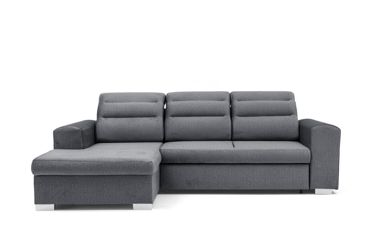 ECKSOFA CLOUD S Links mit Schlaffunktion 120x200 Velours Dunkelgrau - Chromfarben/Dunkelgrau, Holz/Kunststoff (155/260cm) - Muffo