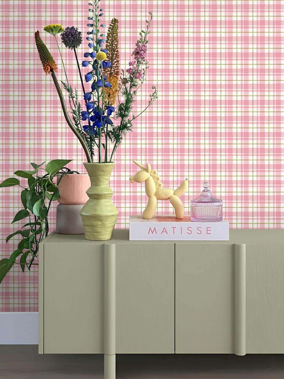 TAPETE Karomuster 50 x 900 cm - Pink, Papier (50/900cm) - ESTAhome