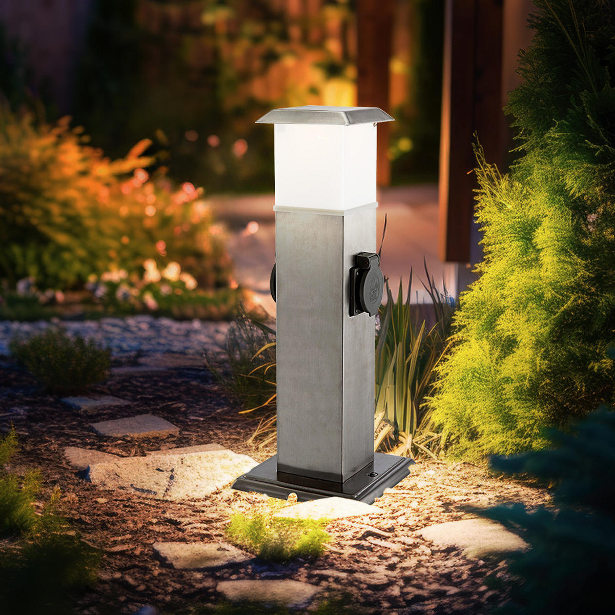 LED WEGELEUCHTE Edelstahl Silber - Silberfarben, Metall (15.5/40/15.5cm)