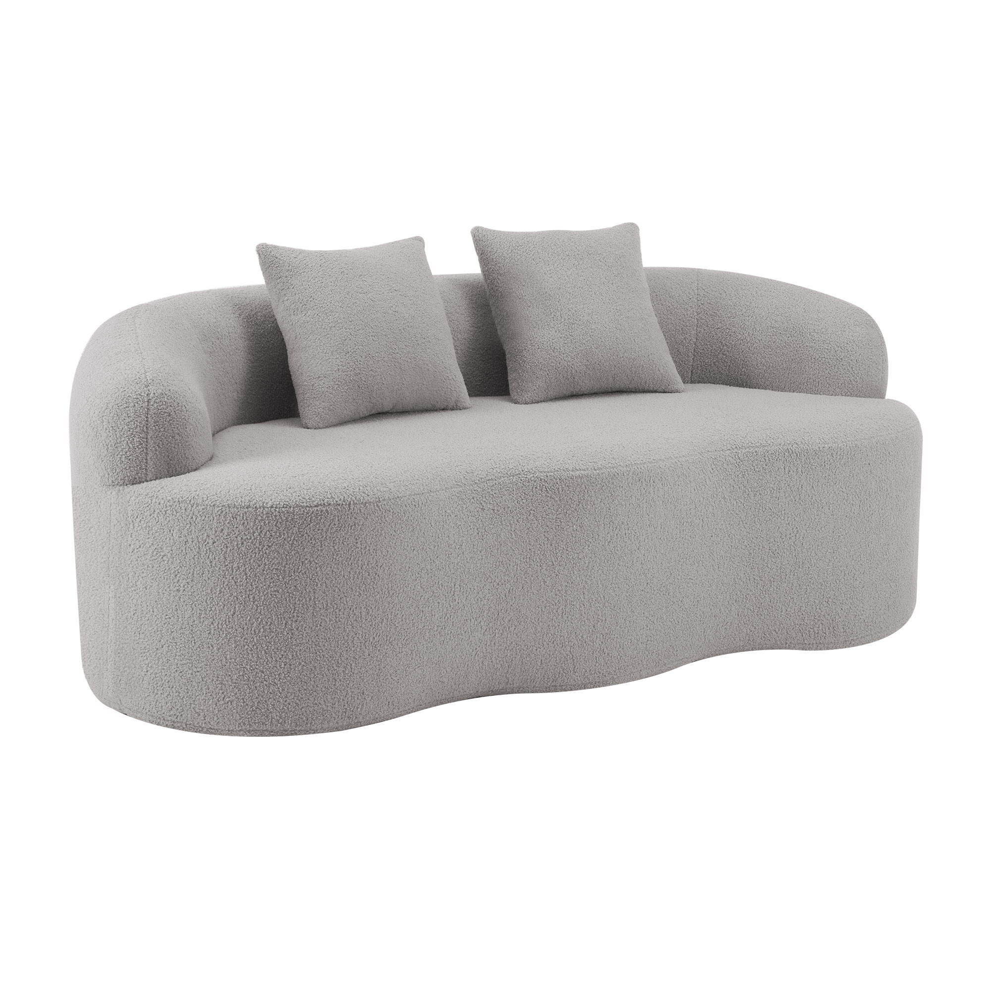 2-SITZER SOFA Polyester Hellgrau mit 2 Kissen - Hellgrau, Holzwerkstoff/Textil (170/70/89cm) - WISHDOR