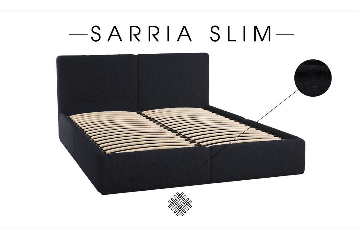POLSTERBETT Doppelbett Sarria Slim Schwarz (Anthology 19) 180x200 cm - Schwarz, Textil (180/200cm) - Meblito