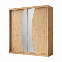 KLEIDERSCHRANK Nox 200 cm Artisan Spiegel 2 Schubladen Griffe silber - Eiche Artisan, Holzwerkstoff (200/216/61cm) - KS Home Concept
