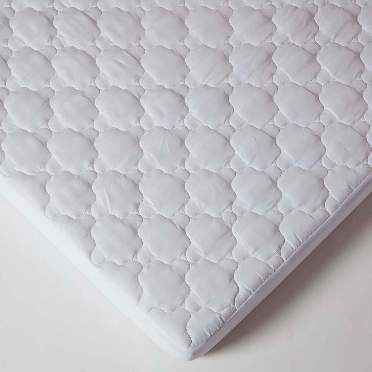 MATRATZENSCHONER 90/190 cm, samtweich & gepolstert - Weiß, Textil (90/190cm) - Homescapes