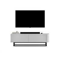 TV STOLÍK Aurora biely matný 140 cm s kovovým rámom - biela/zlatá, kov/kompozitné drevo (140/44/35cm) - Meble Lindner