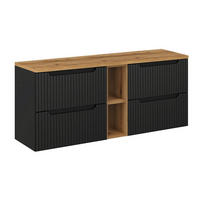 WASCHTISCHUNTERSCHRANK Riva Schwarz und Holz - Schwarz, Holzwerkstoff (40/59/140.4cm) - Petits-meubles