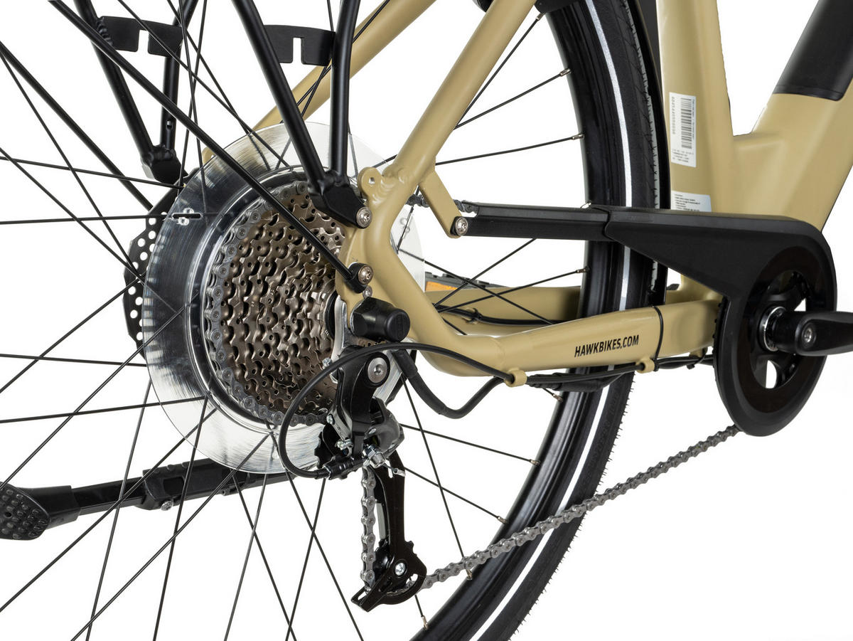 E-TREKKING Integrated Lady Bafang E-Bike Sand 28 Zoll Gr: 50cm - Sandfarben, Metall (50cm) - Hawk Bikes