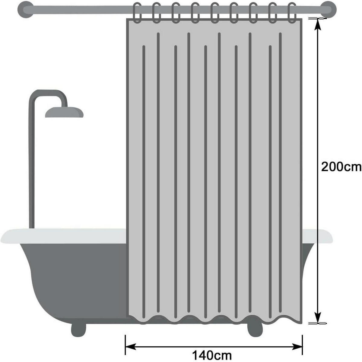 DUSCHVORHANG Weiß 140 x 200 cm Textil Wasserdicht Schnell Trocknend - Weiß, Textil (140/200cm)