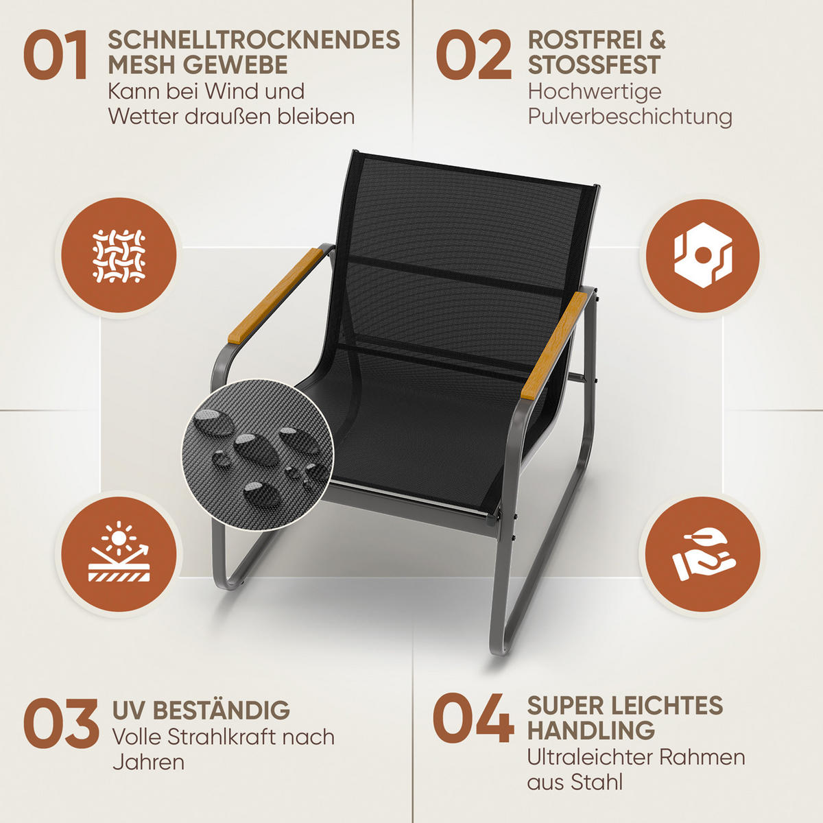 GARTENMÖBEL 3er Set, 2 Sessel und 1 Tisch, Anthrazit - Anthrazit, Metall - Blumtal