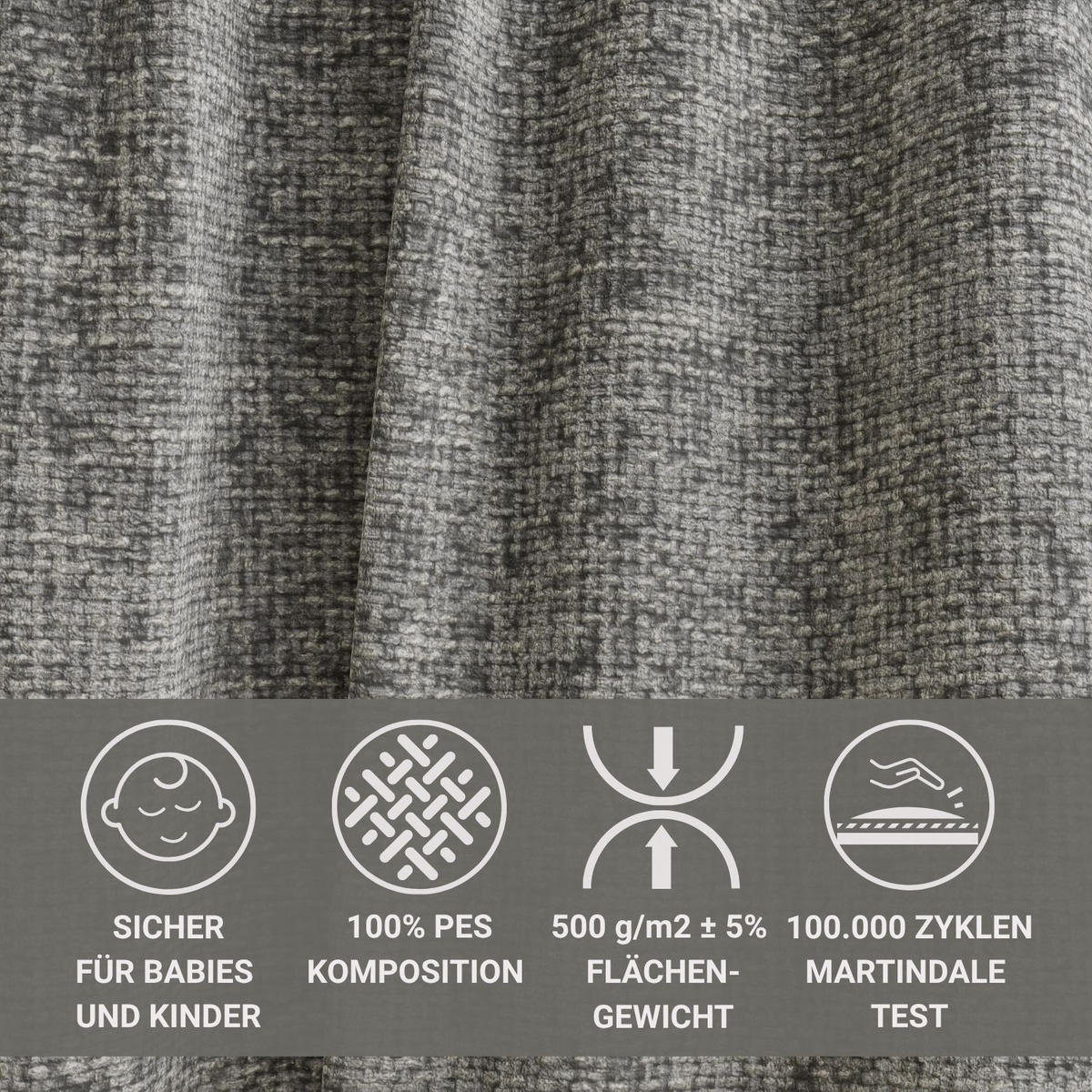 POLSTERBETT Maumere Grau 140/200 cm im Chenille-Stoff - Schwarz/Naturfarben, Holz/Holzwerkstoff (140/200cm) - Maison de Reve