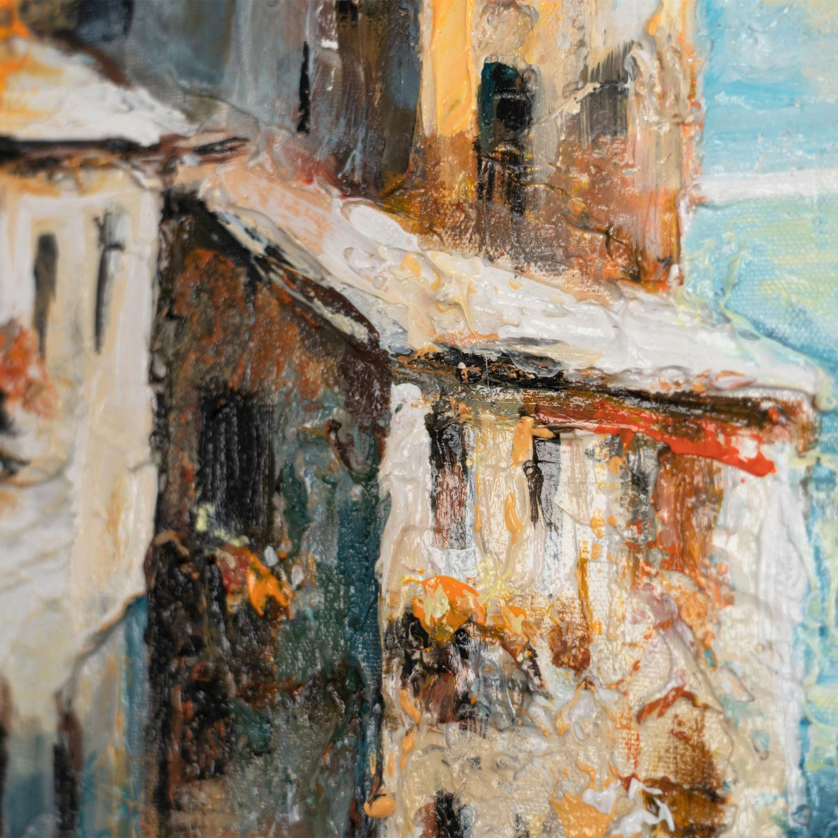 GEMÄLDE Stadt am Meer Schattenfugenrahmen Grau 60x40 cm - Grau, Holz (60/40cm) - YS-art gallery