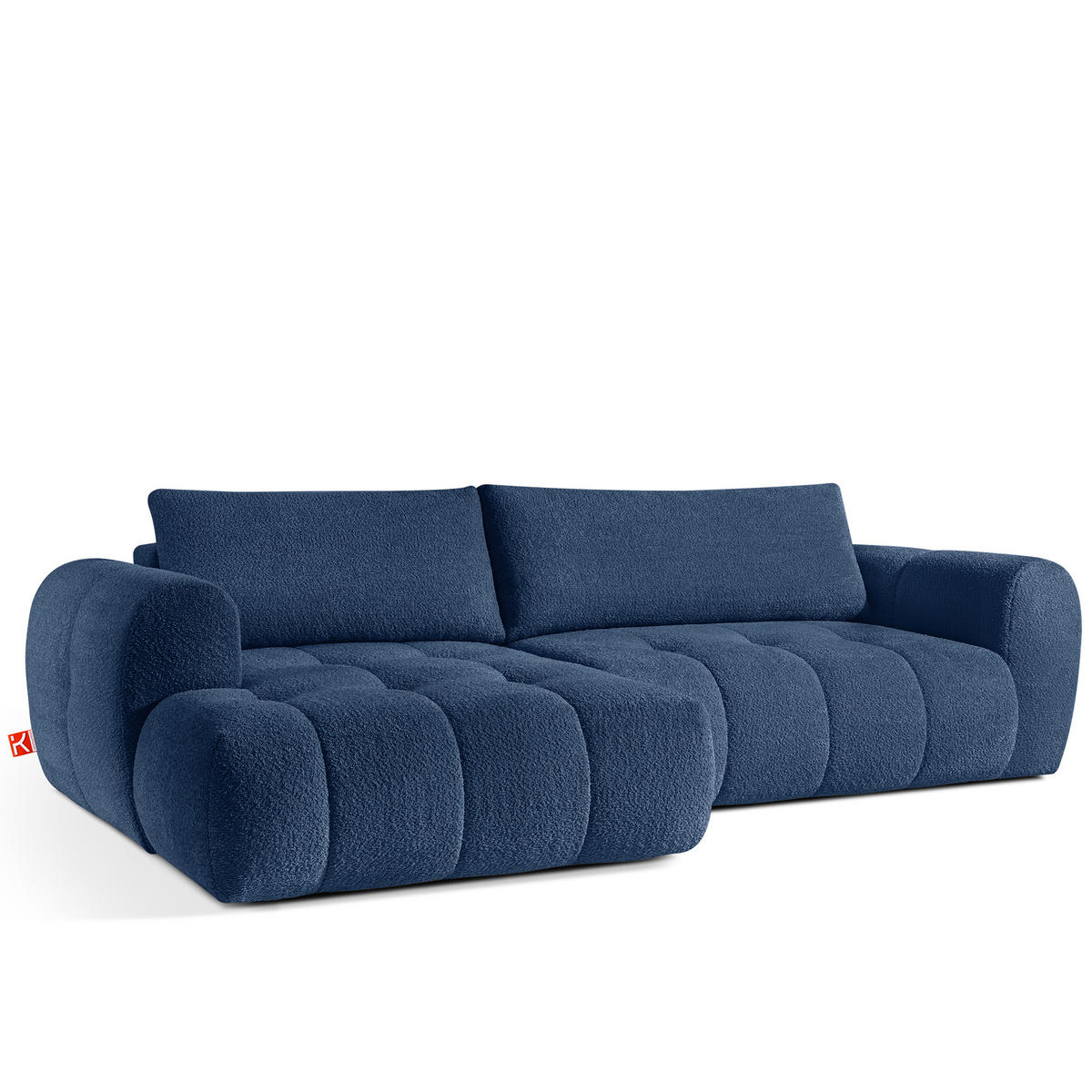ECKSOFA LINKS LIRA, Dunkelblau, Bouclé - Dunkelblau, Holz/Holzwerkstoff (295/112cm) - KONSIMO®