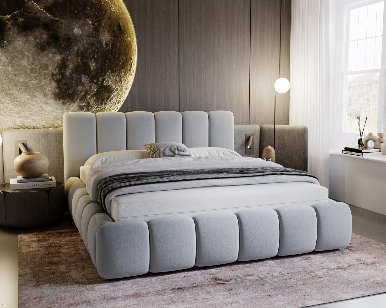 POLSTERBETT Cloud 200x200 Hellgrau - Hellgrau, Textil (200/200cm) - Graingold