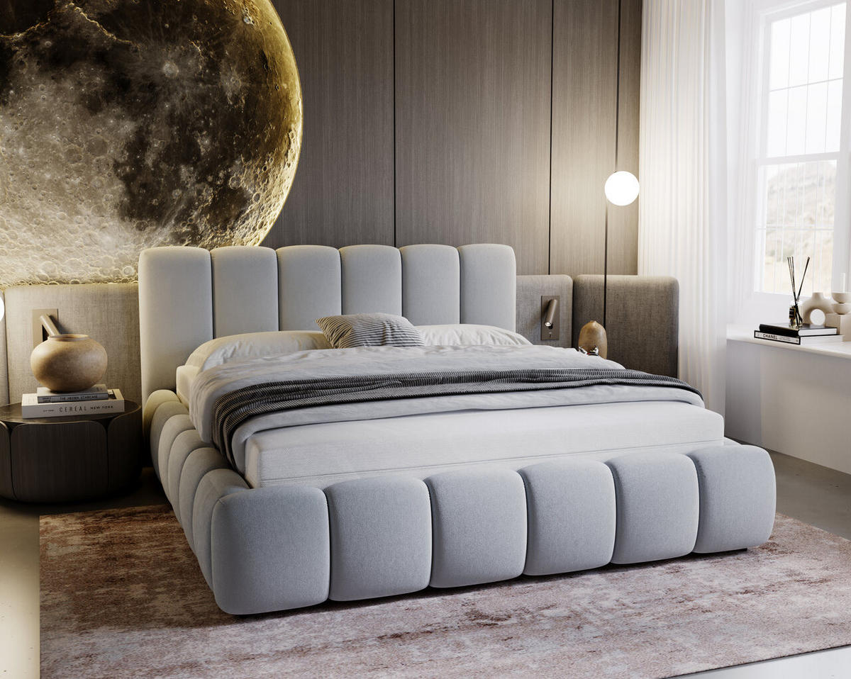 POLSTERBETT Cloud 200x200 Hellgrau - Hellgrau, Textil (200/200cm) - Graingold