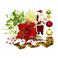 LAALU CHRISTBAUMKUGEL-SET 26 Stück in Box SANTA für Weihnachtsbaum bis zu 100 cm - Rot/Goldfarben, Kunststoff/Textil (20/12/30cm) - LAALU