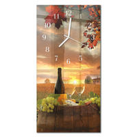 WANDUHR 30x60 cm - Abstrakte Linien - Multicolor, Glas (30/60/0.4cm) - TULUP