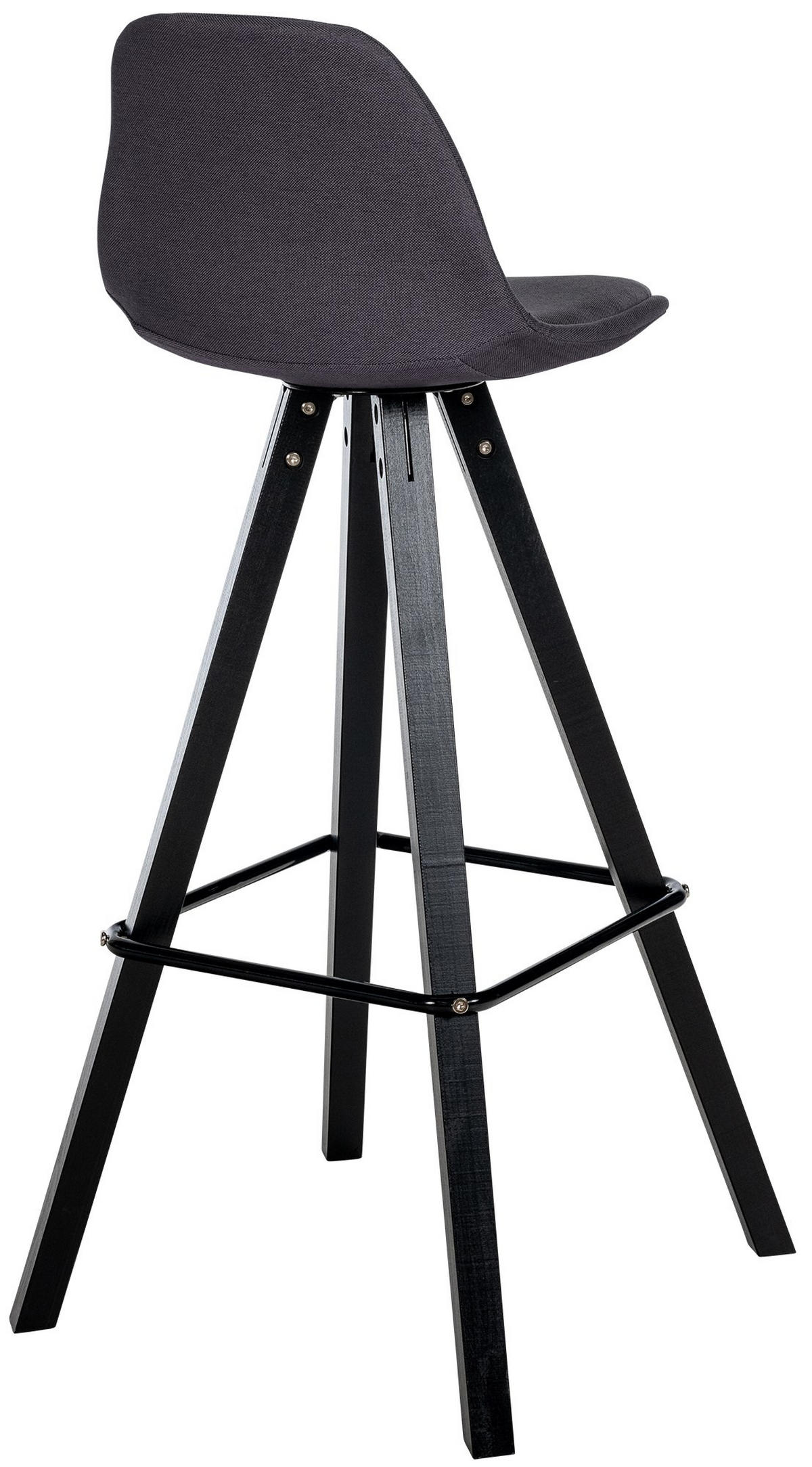 BARHOCKER PALMA Dunkelgrau Stoff Schwarz - Dunkelgrau, Holz/Textil (38/99/44cm) - DELUKE