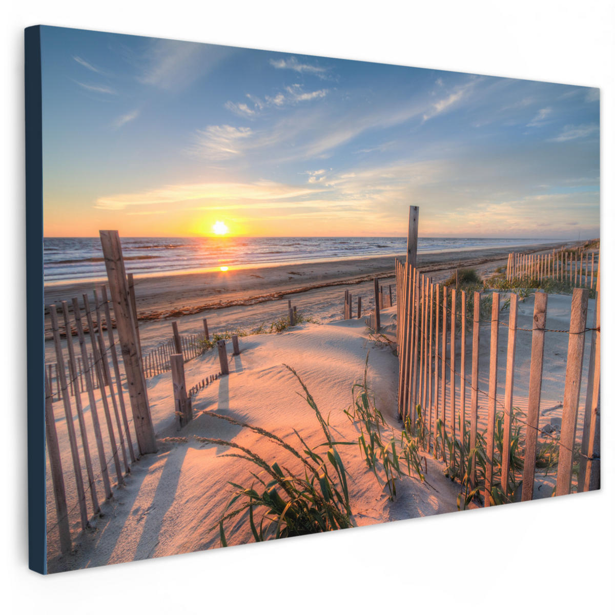 LEINWANDBILD Strand - Meer - Düne - Sonnenuntergang - Landschaft 30x20 cm - Beige, Textil (30/20cm) - MuchoWow