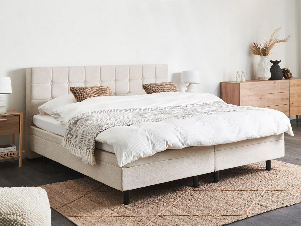 POLSTERBETT verstellbar 180x200 cm Beige Duke - Beige, Textil (180/200cm) - Beliani